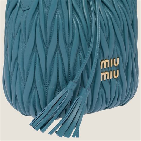 miu miu matelasse blue bag|Marina Blue Matelassé Nappa Leather Bucket Bag.